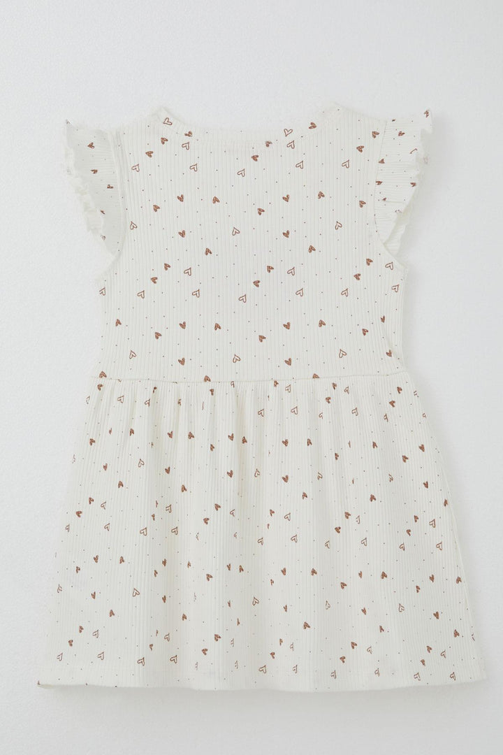 BRE Breeze Girl Dress Heart Pattern Sequined Summer Printed 2-6 Years, Ecru - Parma