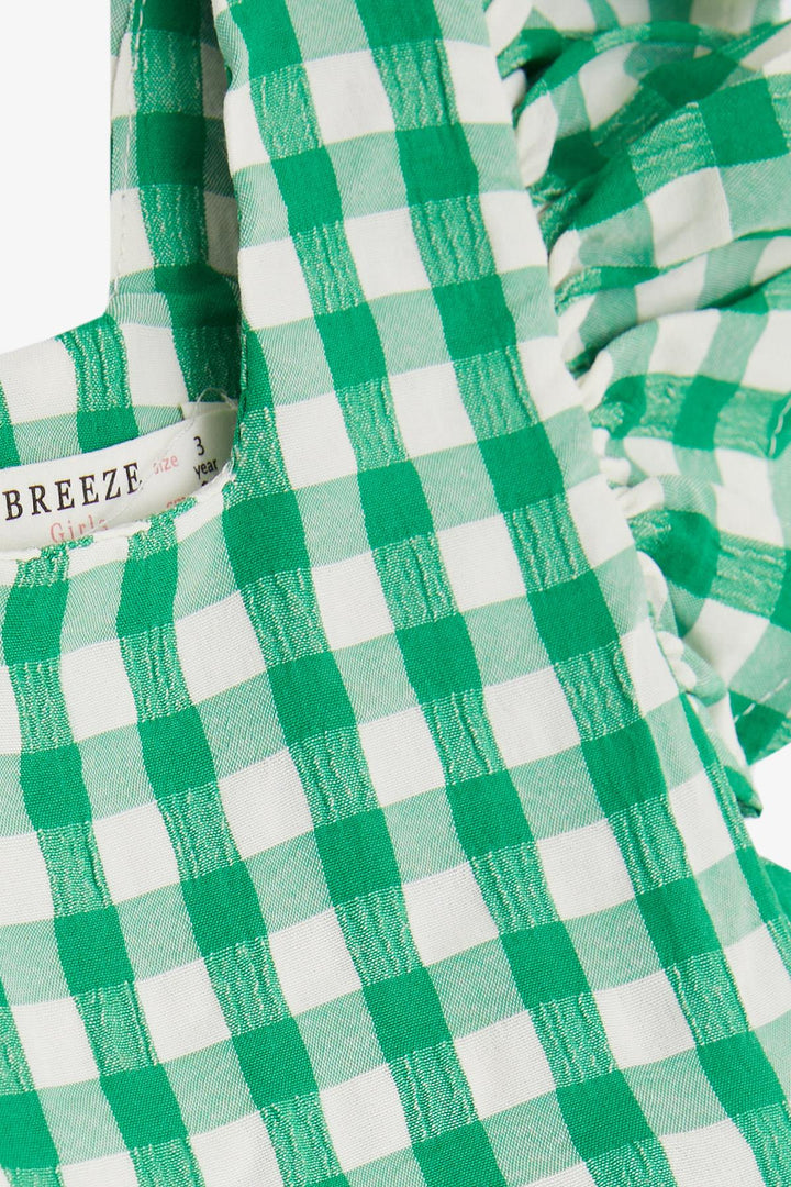 BRE Breeze Girl's Dress Square Neck Zippered Frilly 2-6 Years, Green - Chesapeake