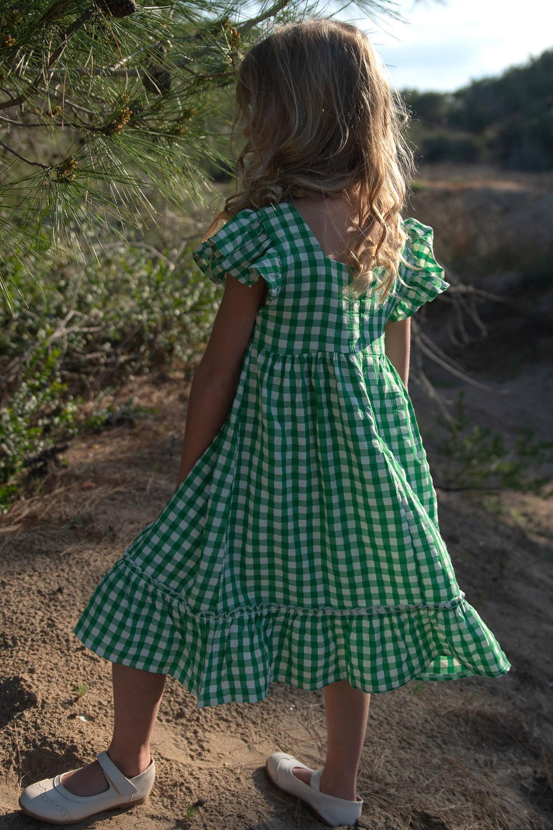 BRE Breeze Girl's Dress Square Neck Zippered Frilly 2-6 Years, Green - Chesapeake