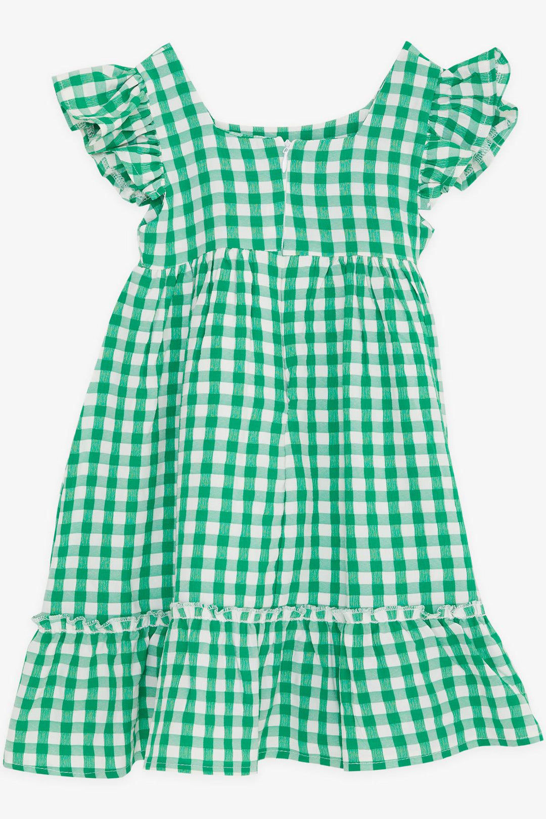 BRE Breeze Girl's Dress Square Neck Zippered Frilly 2-6 Years, Green - Chesapeake