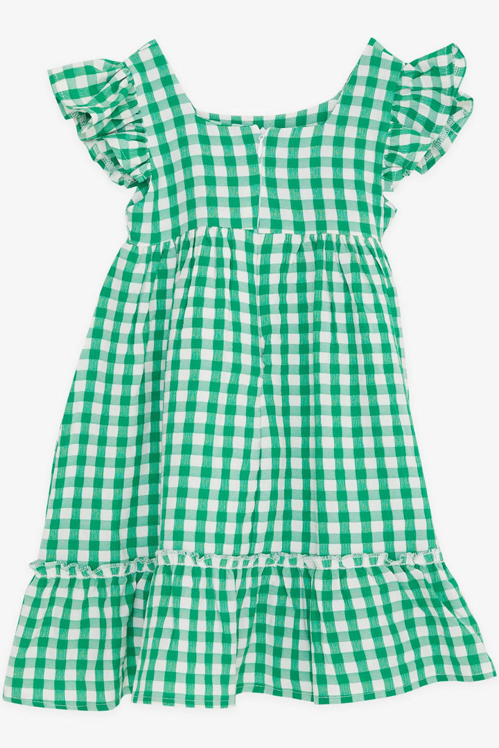 BRE Breeze Girl's Dress Square Neck Zippered Frilly 2-6 Years, Green - Chesapeake