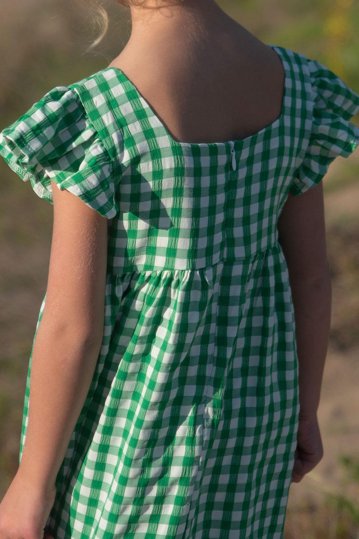 BRE Breeze Girl's Dress Square Neck Zippered Frilly 2-6 Years, Green - Chesapeake