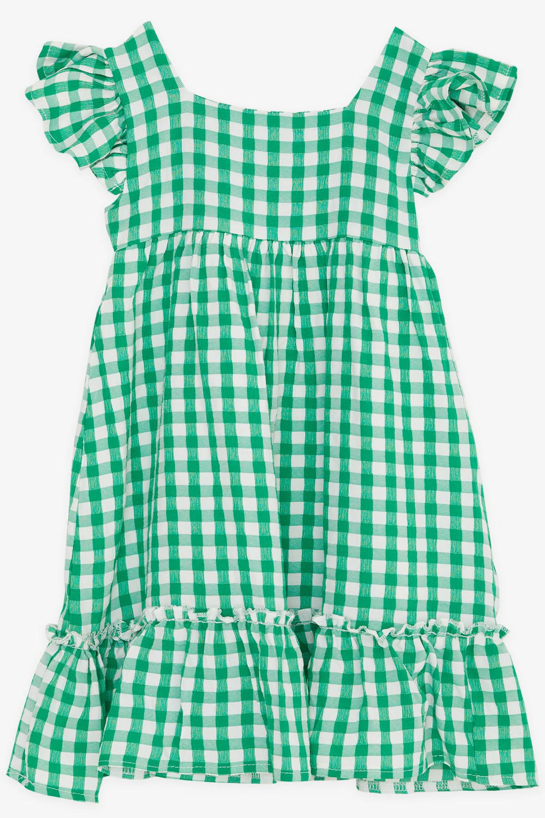 BRE Breeze Girl's Dress Square Neck Zippered Frilly 2-6 Years, Green - Chesapeake