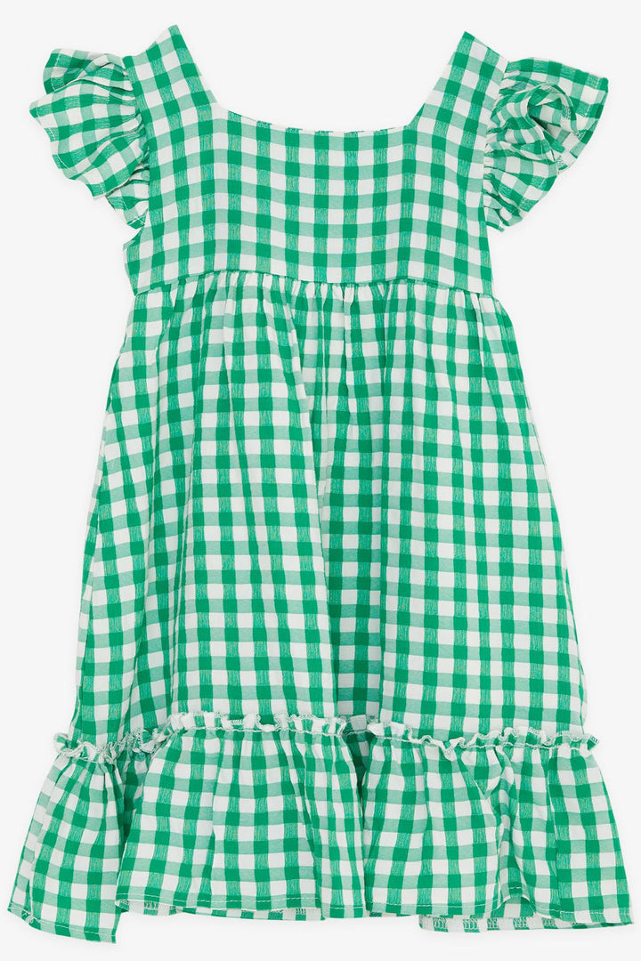 BRE Breeze Girl's Dress Square Neck Zippered Frilly 2-6 Years, Green - Chesapeake