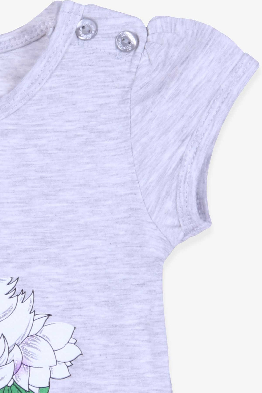 BRE Breeze Girl's Dress Swan Printed 1.5-5 Years, Grey Melange - Sevilla