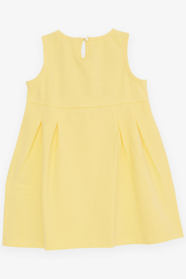 BRE Breeze Girl Dress Embroidered Sequined Cute Cat Printed 1.5-5 Years, Yellow - Unna