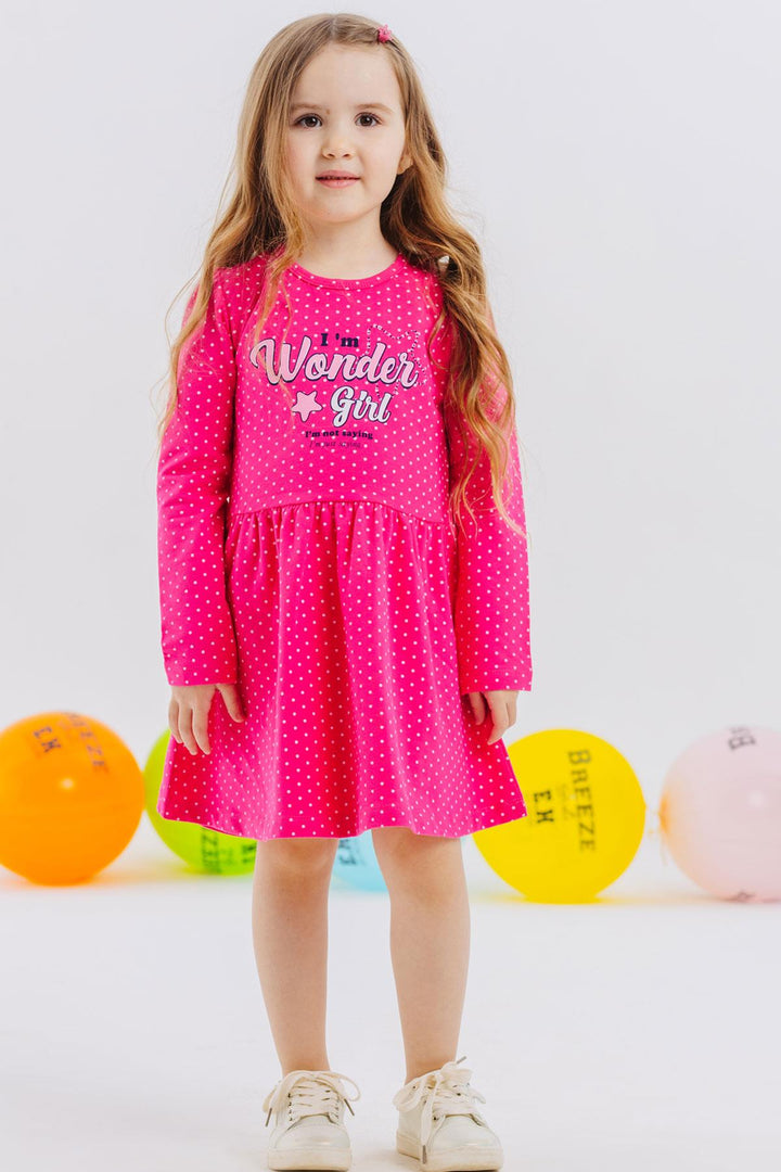 BRE Breeze Girl's Dress with Polka Dot Pattern Print, 3-7 Years, Pink - Majadahonda