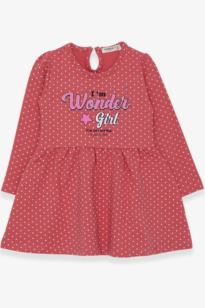 BRE Breeze Girl's Dress with Polka Dot Pattern Print, 3-7 Years, Terracotta - Oranienburg