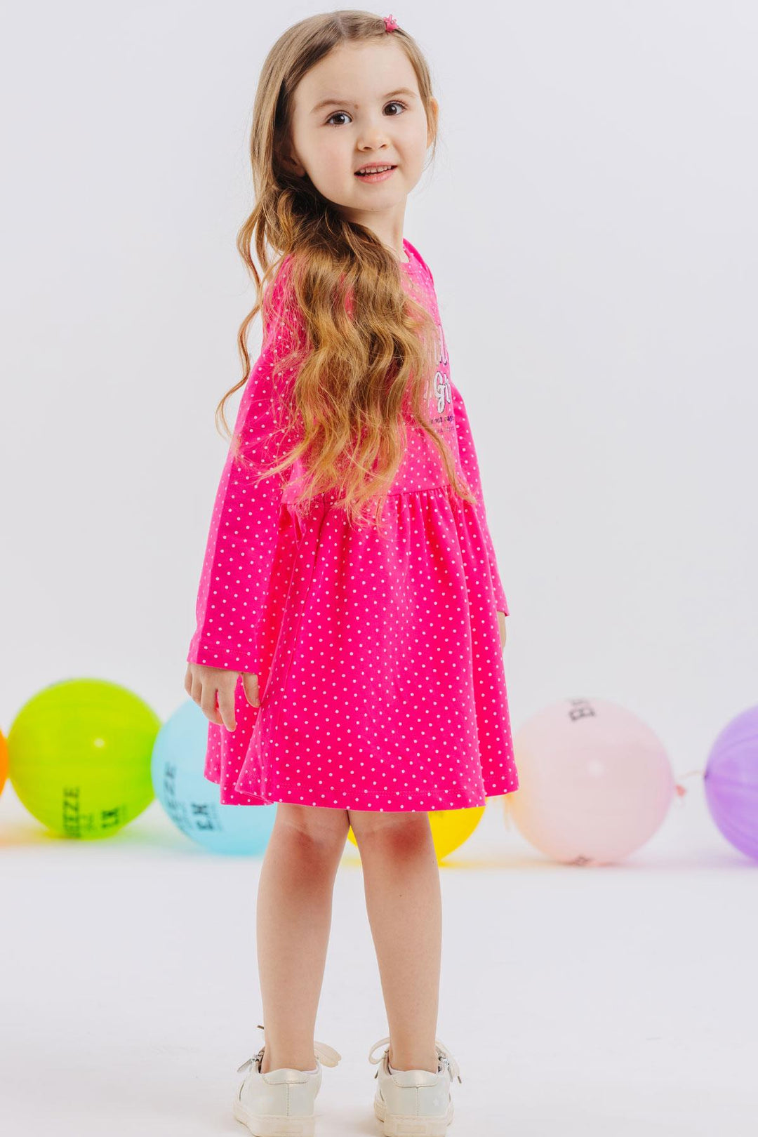 BRE Breeze Girl's Dress with Polka Dot Pattern Print, 3-7 Years, Pink - Majadahonda