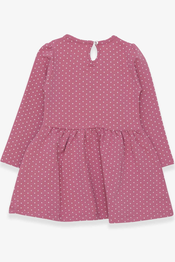 BRE Breeze Girl's Dress with Polka Dot Pattern and Printed Text, 3-7 Years, Rose Pink - Commerce City