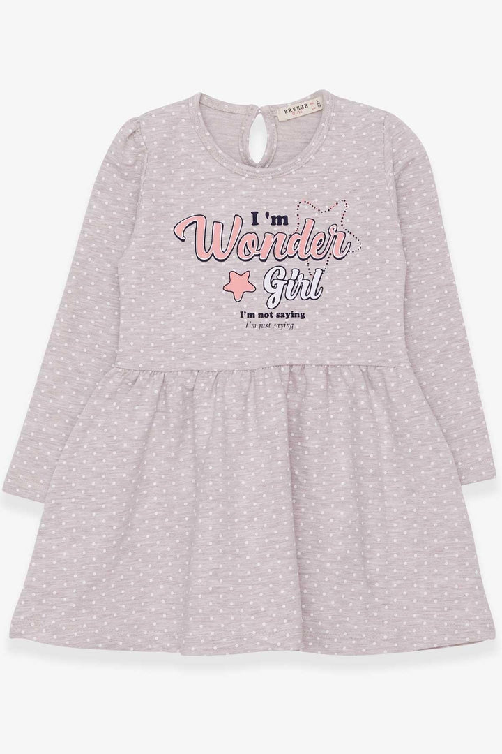 BRE Breeze Girl Dress Polka Dot Pattern Printed Summer 3-7 Years, Beige Melange - Igualada