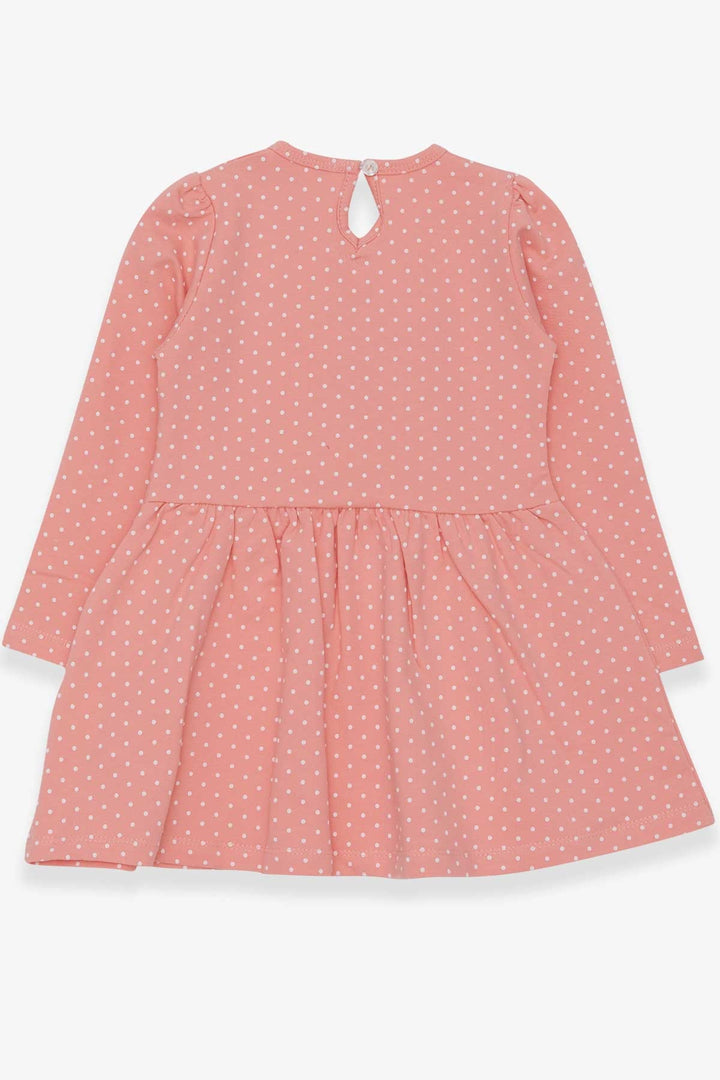 BRE Breeze Girl's Dress with Polka Dot Pattern and Summer Print, Salmon, 3-7 Years - Poway