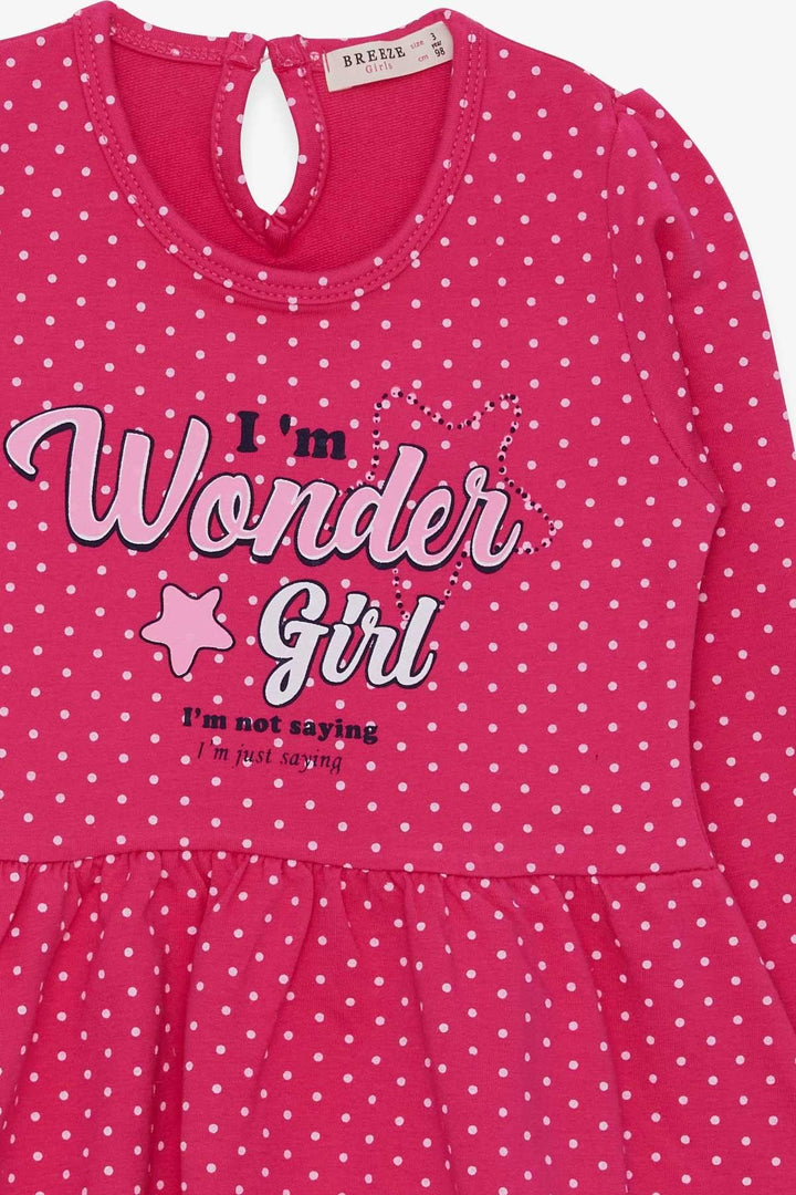 BRE Breeze Girl's Dress with Polka Dot Pattern Print, 3-7 Years, Pink - Majadahonda
