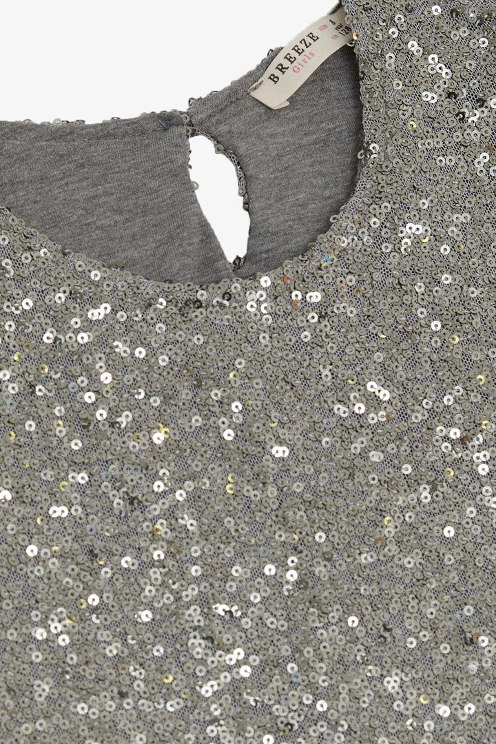 BRE Breeze Girl's Dress with Sequins and Beads, 62 Years, Grey - Hemet