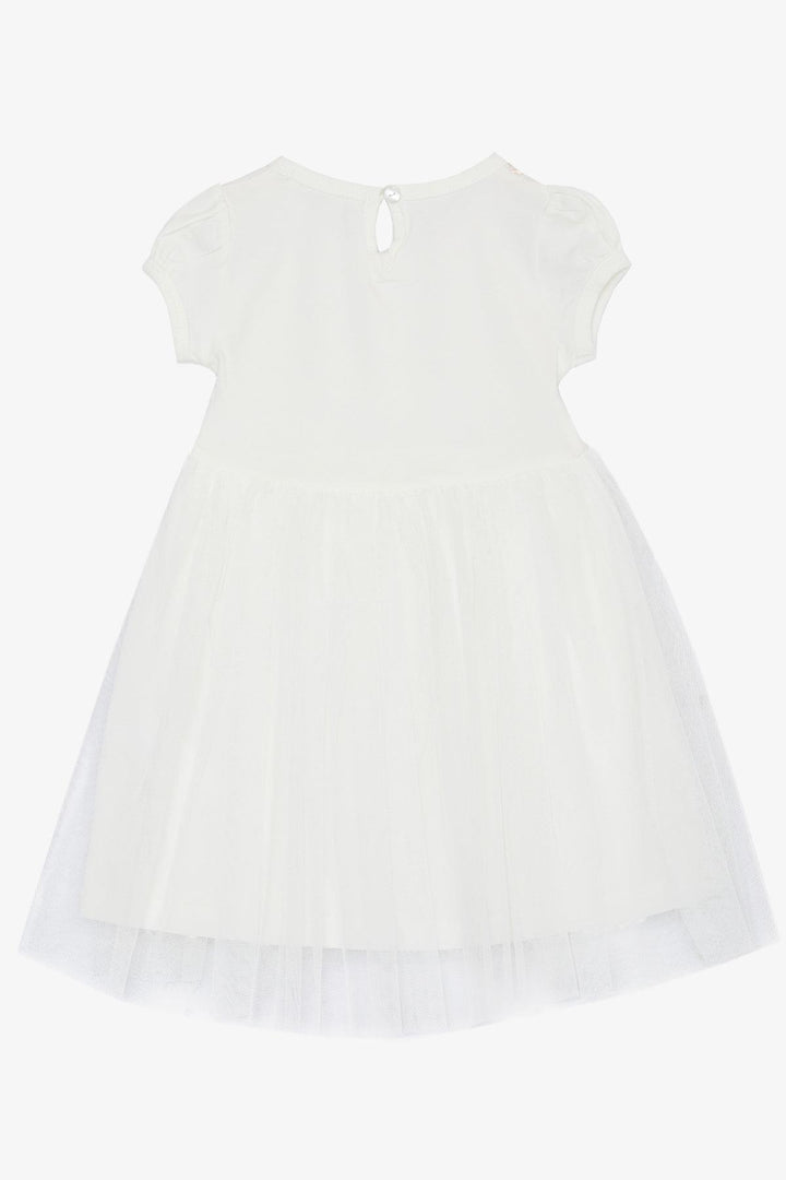 BRE Breeze Girl's Dress with Sequin Embroidery and Bow Tulle 1.5-5 Years, Ecru - Toronto