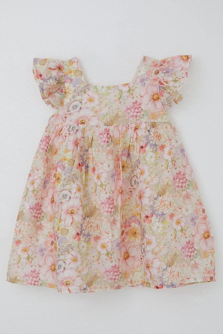 BRE Breeze Girl's Dress Satin Flower Patterned Back Zipper 3-7 Years, Mixed Color - Beauvais