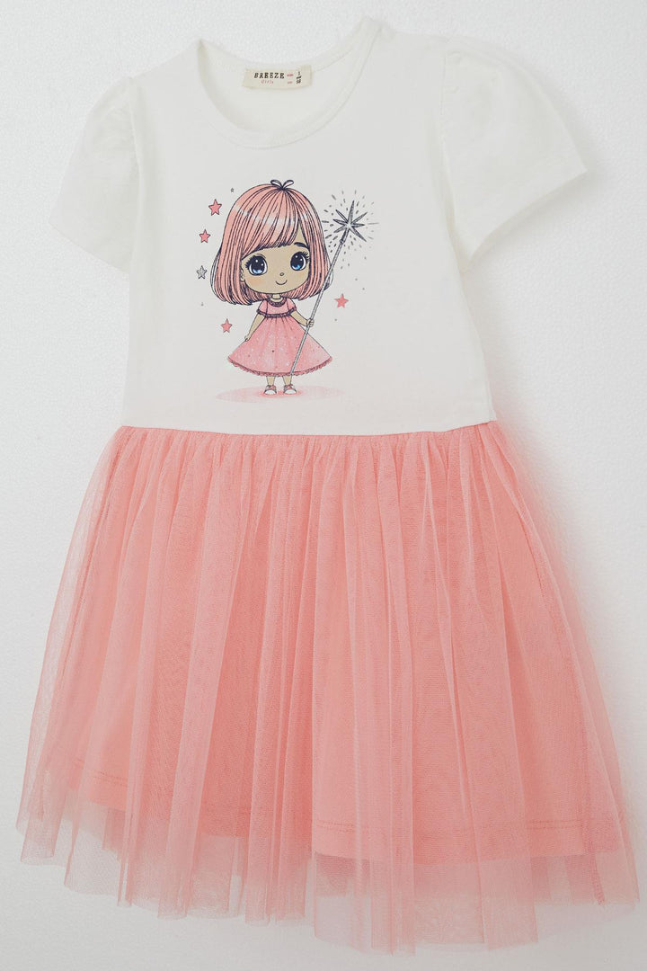 BRE Breeze Girl's Dress Cute Little Wizard Printed 2-6 Years, Ecru - Zhovti Vody