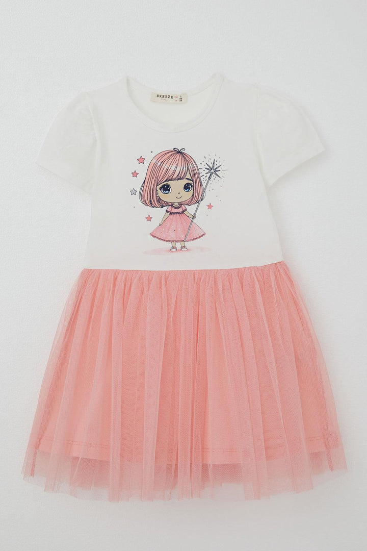 BRE Breeze Girl's Dress Cute Little Wizard Printed 2-6 Years, Ecru - Zhovti Vody