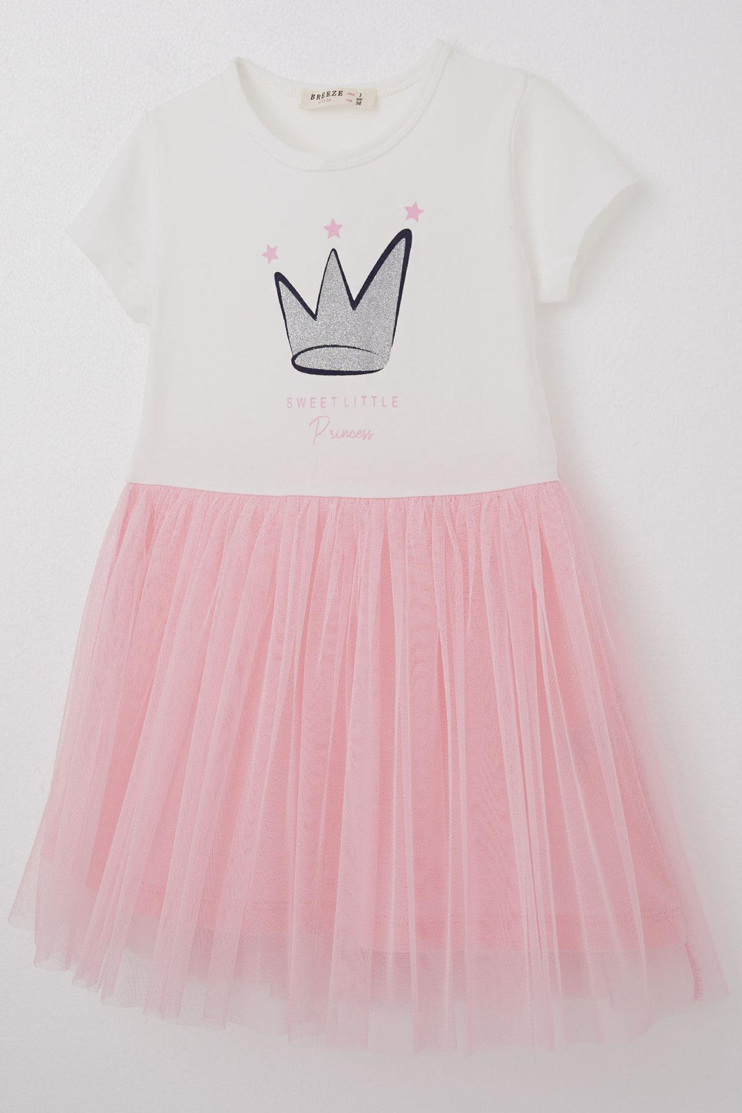 BRE Breeze Girl's Dress with Glitter Princess Crown Printed Star Detail, White, 3-8 Years - Fresno