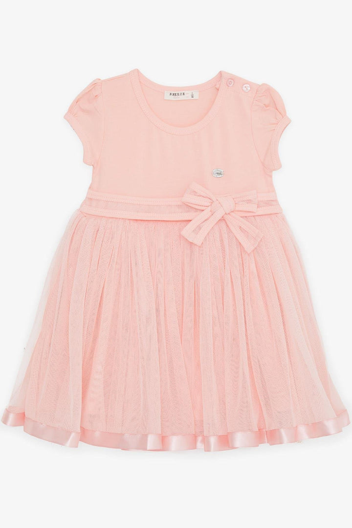 BRE Breeze Girl's Dress Tulle Bow Detailed Armalı 1.5-5 Years, Salmon - Agía Paraskeví