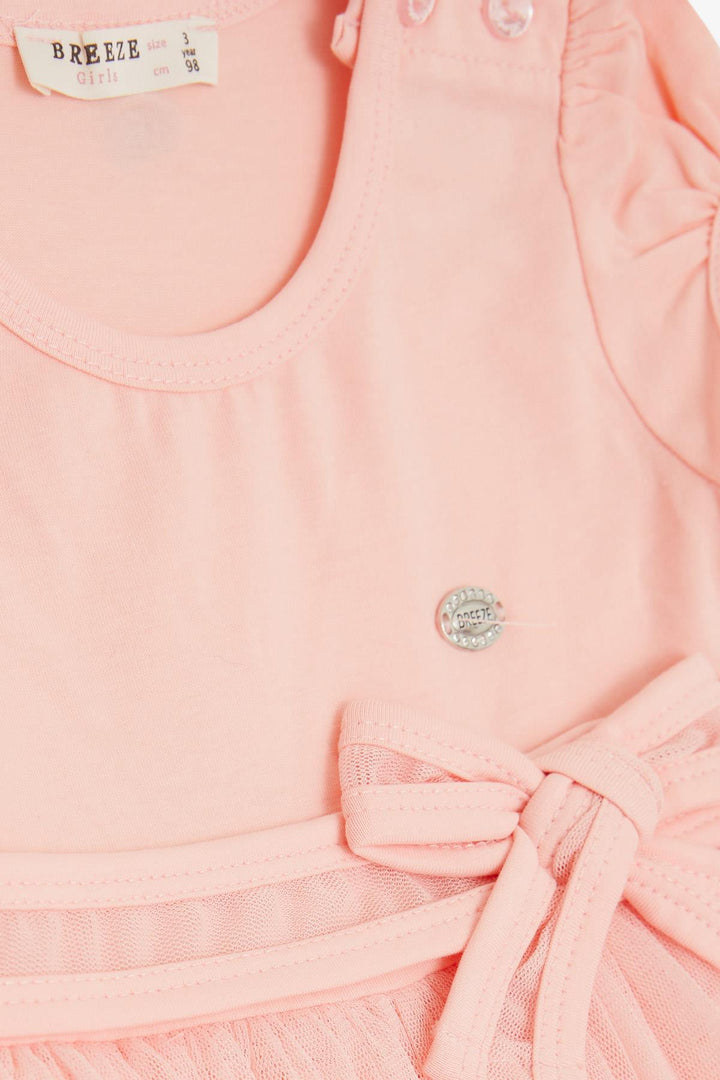 BRE Breeze Girl's Dress Tulle Bow Detailed Armalı 1.5-5 Years, Salmon - Agía Paraskeví
