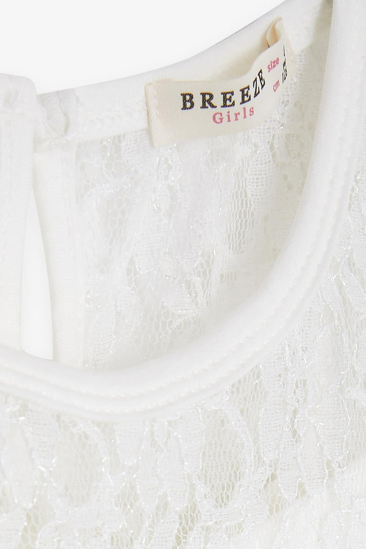BRE Breeze Girl's Dress with Tulle and Lace, 4-9 Years, White - Hameln