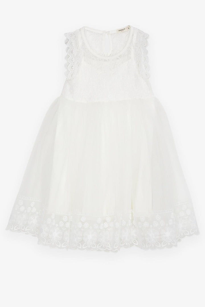 BRE Breeze Girl's Dress with Tulle and Lace, 4-9 Years, White - Hameln