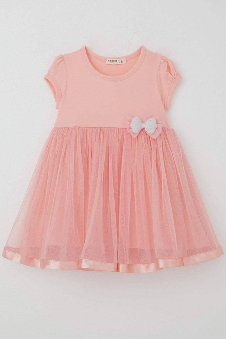 BRE Breeze Girl's Dress Tulle Glittery Bow Accessorized 2-6 Years, Salmon - Horsham