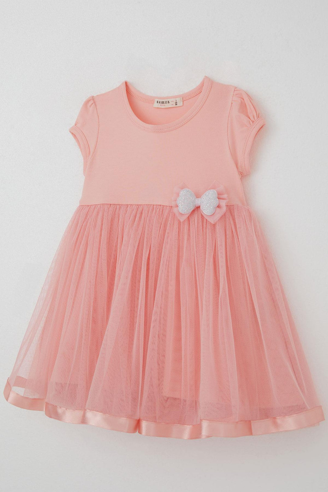 BRE Breeze Girl's Dress Tulle Glittery Bow Accessorized 2-6 Years, Salmon - Horsham