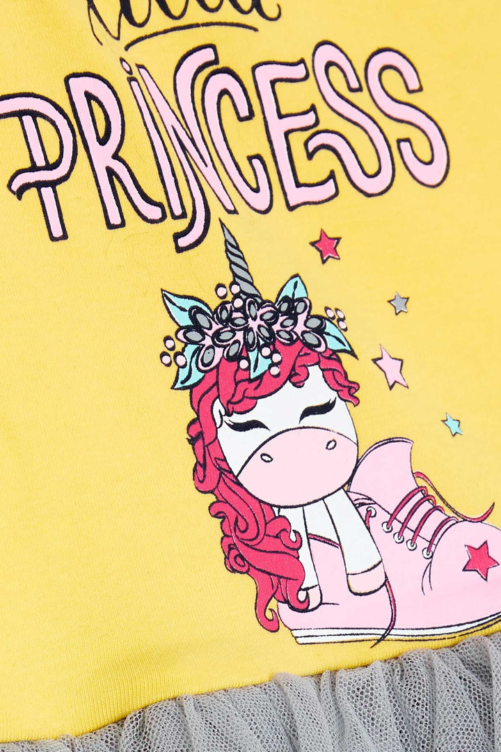 BRE Breeze Girl's Dress Unicorn Printed 1.5-5 Years, Yellow - Peabody
