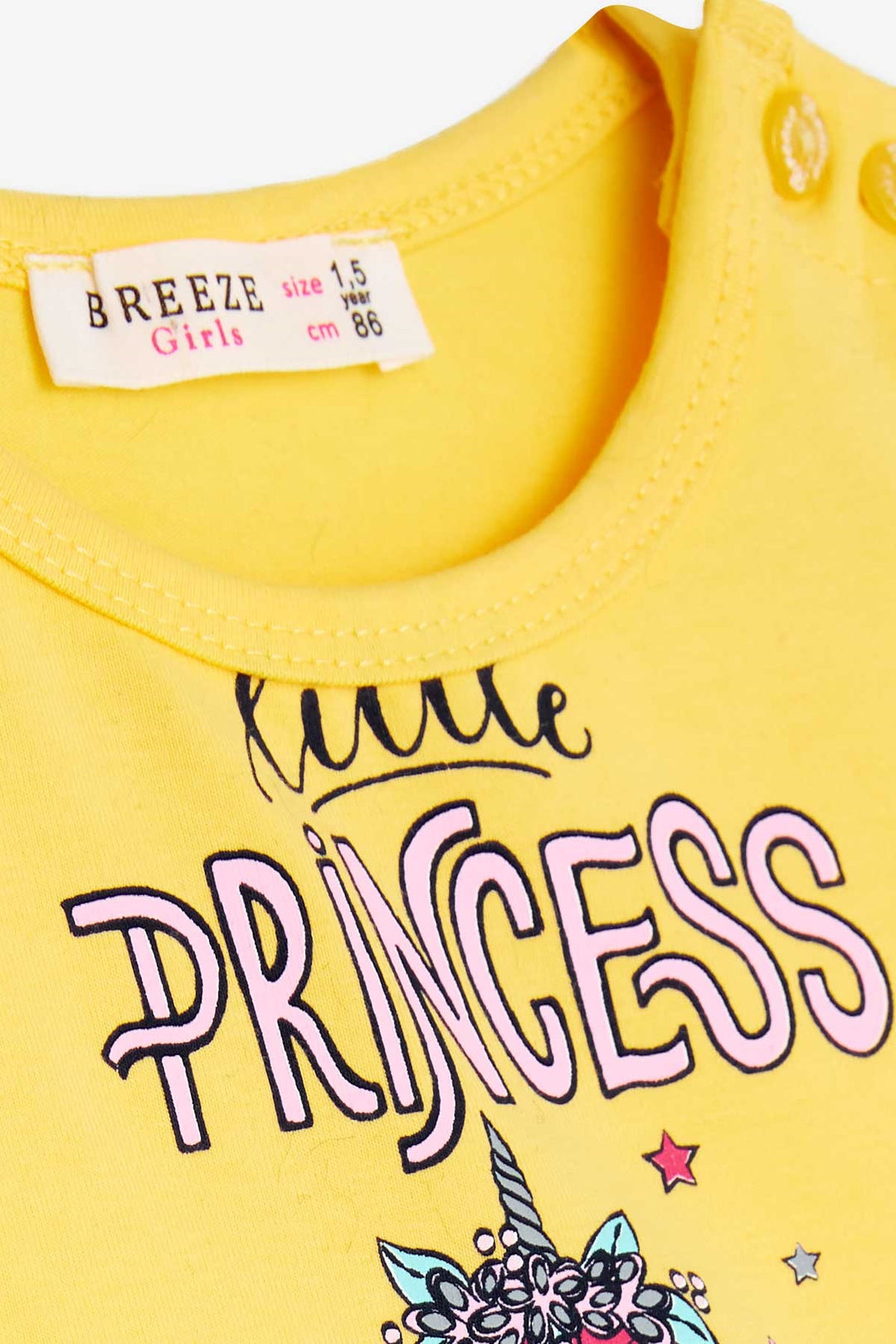 BRE Breeze Girl's Dress Unicorn Printed 1.5-5 Years, Yellow - Peabody
