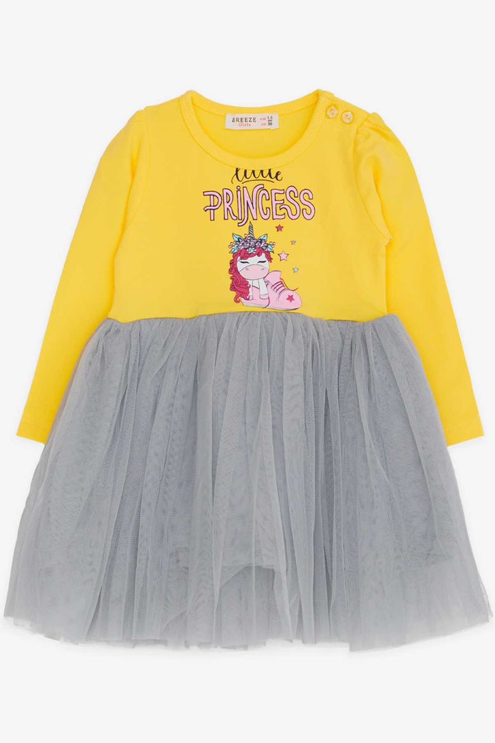 BRE Breeze Girl's Dress Unicorn Printed 1.5-5 Years, Yellow - Peabody