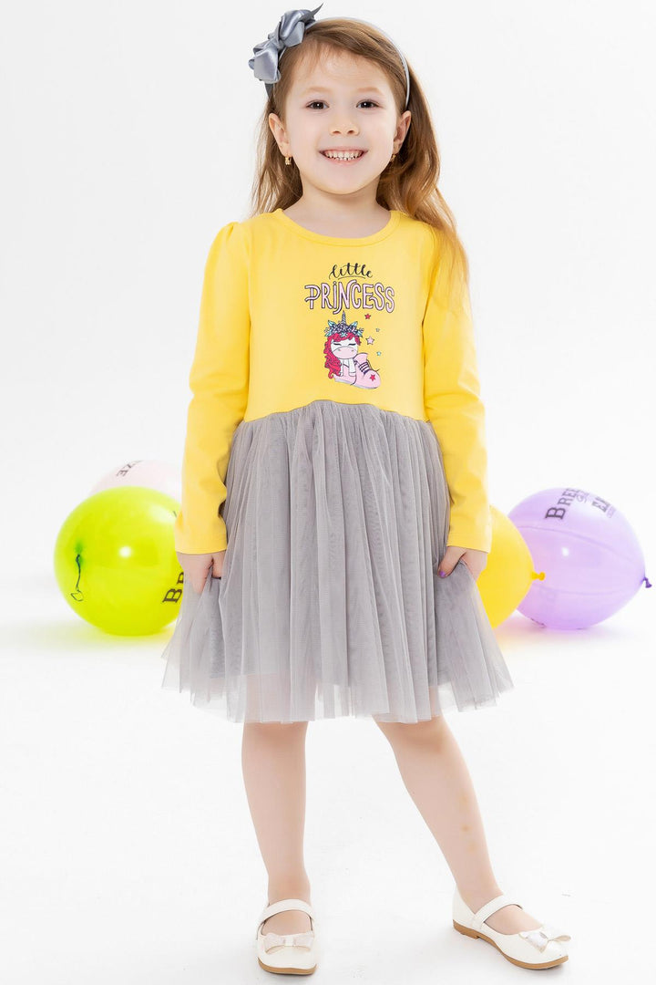 BRE Breeze Girl's Dress Unicorn Printed 1.5-5 Years, Yellow - Peabody