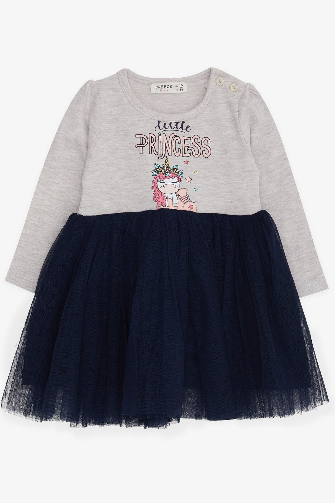BRE Breeze Girl's Dress Unicorn Printed 1.5-5 Years, Beige Melange - Palm Desert