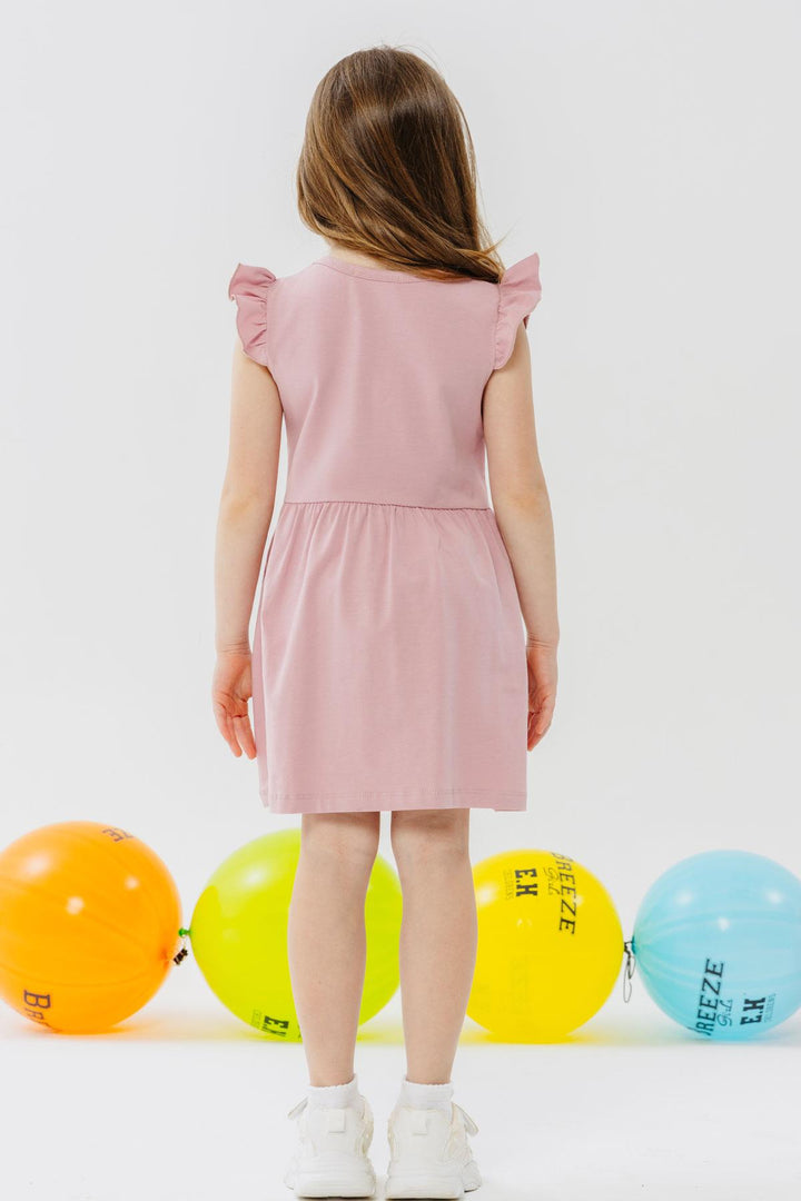 BRE Breeze Girl's Dress with Summer Print, 3-7 Years, Rose Pink - Chieti