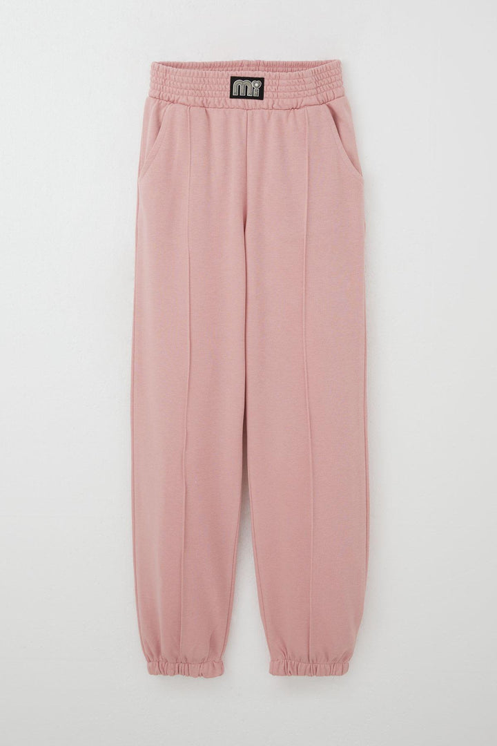 BRE Breeze Girl's Sweatpants Bottom Waist Part Detailed with Emblem 94 Years, Rose Pink - Heroica Ciudad de Tlaxiaco