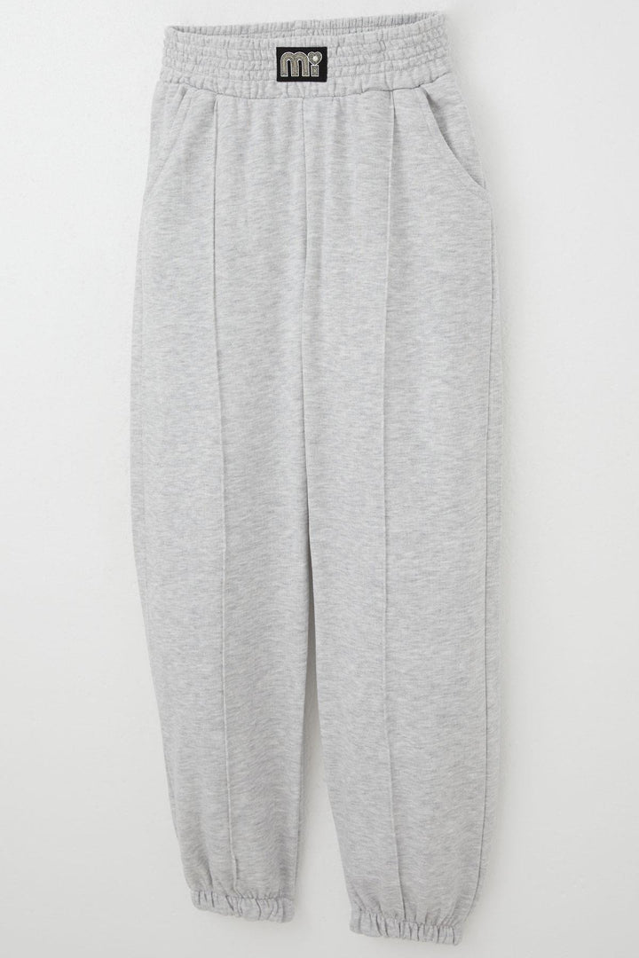BRE Breeze Girl's Sweatpants Bottom Waist Part Detailed with Emblem 94 Years, Light Grey Melange - Oshkosh