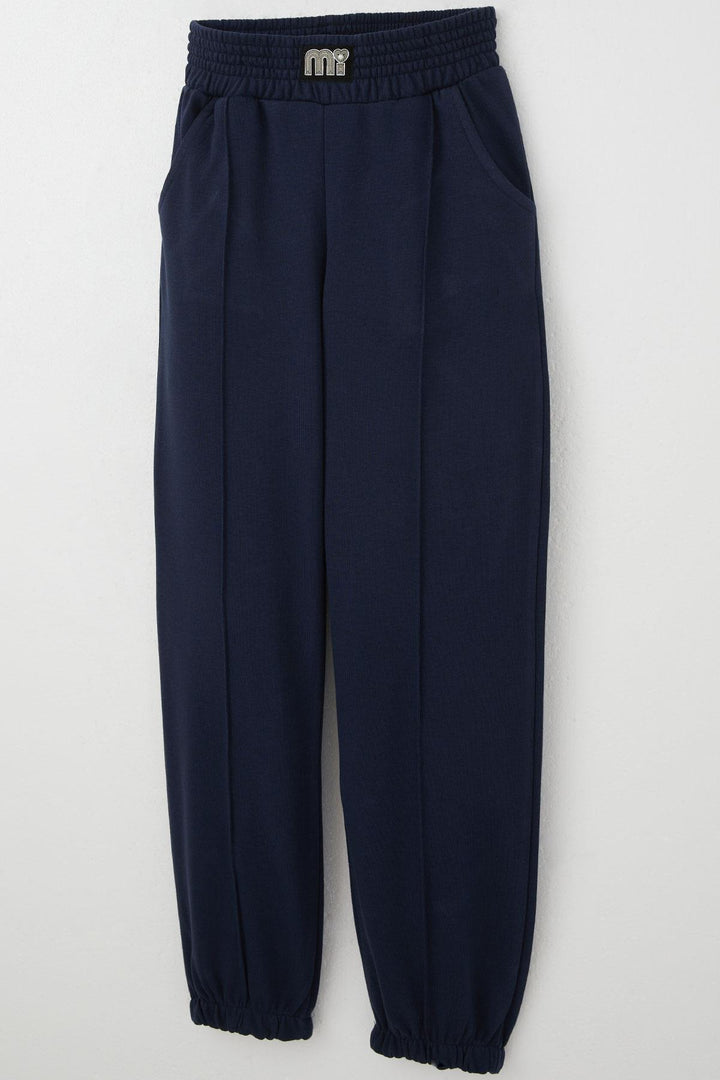 BRE Breeze Girl's Sweatpants Bottom Waist Part Arm Detail 94 Years, Navy Blue - Maple Grove