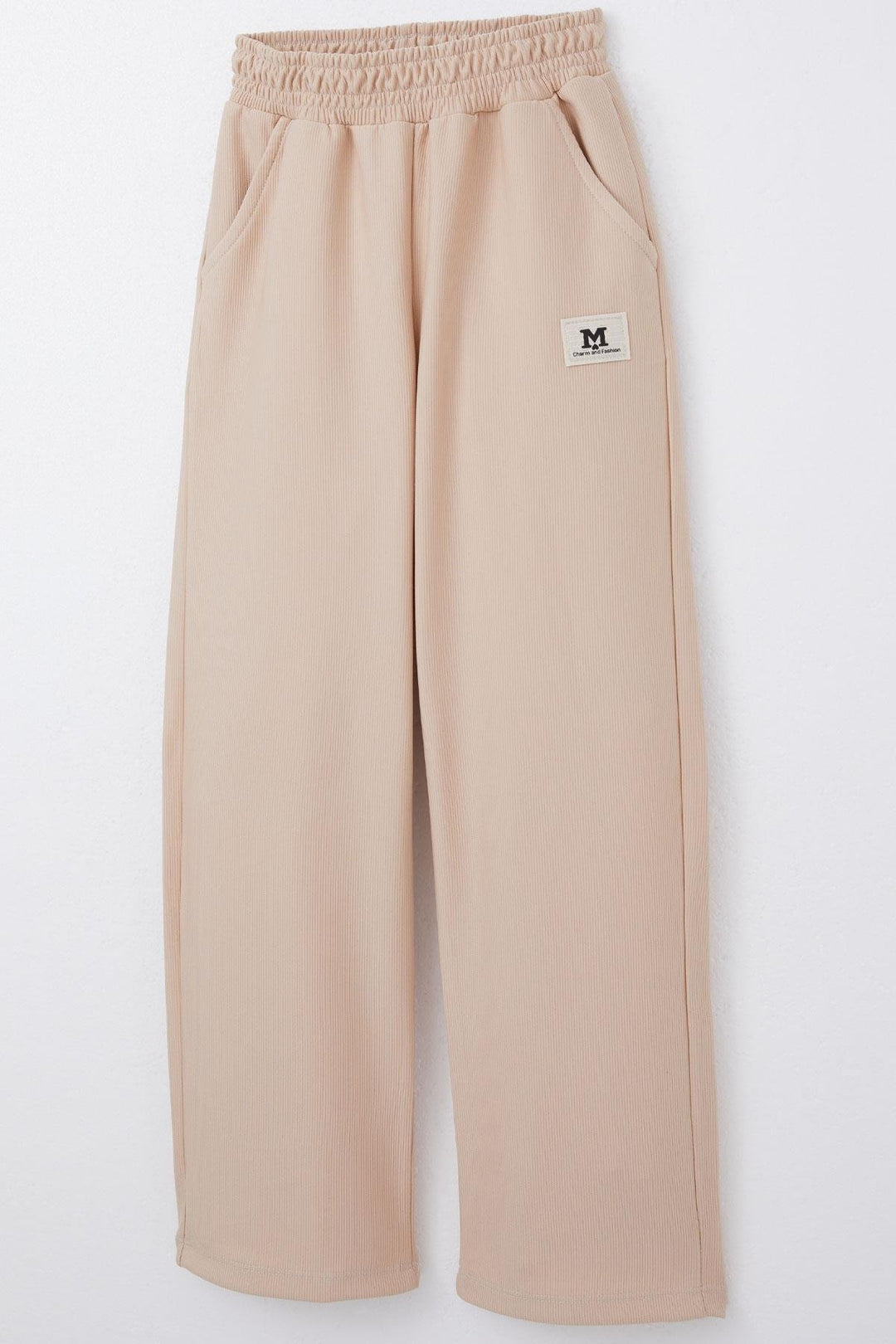 BRE Breeze Girl's Sweatpants with Elastic Waistband, Pockets and Logo, Beige, 62 Years - Iormughanlo