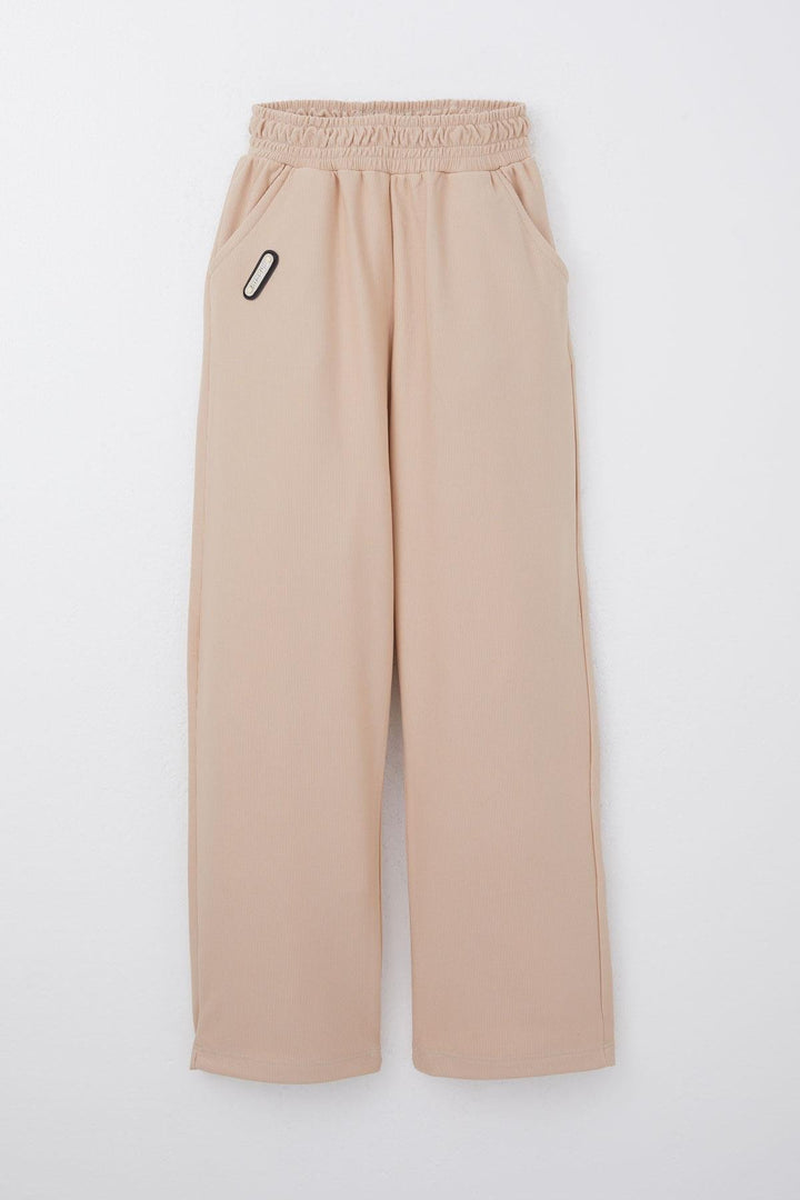 BRE Breeze Girl's Sweatpants with Elastic Waistband, Pockets and Logo, Beige, 62 Years - Bad Salzuflen