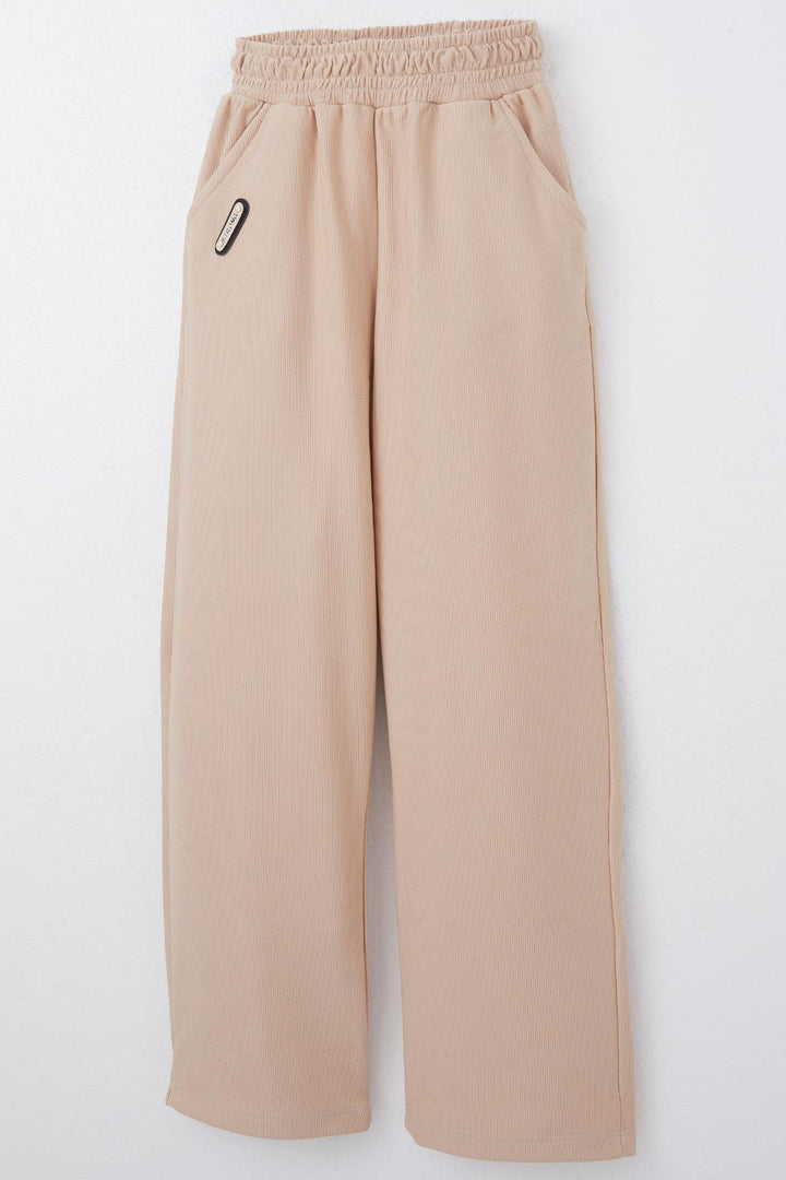BRE Breeze Girl's Sweatpants with Elastic Waistband, Pockets and Logo, Beige, 62 Years - Bad Salzuflen