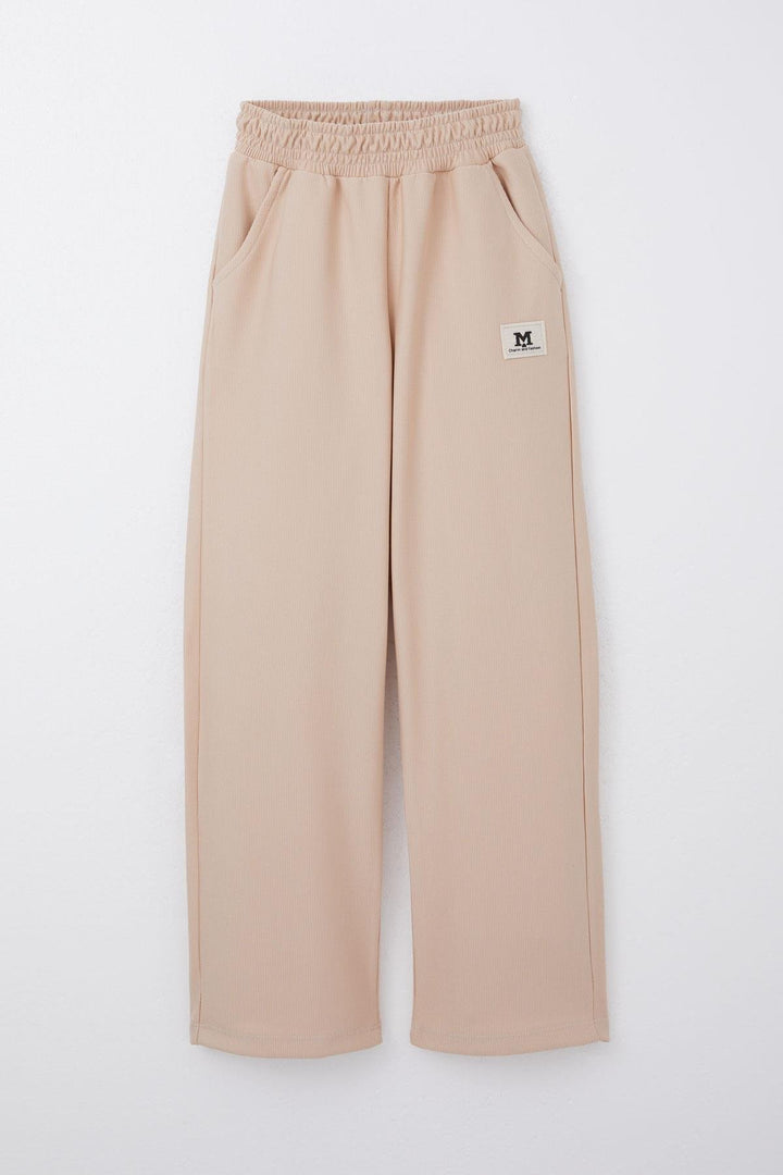 BRE Breeze Girl's Sweatpants with Elastic Waistband, Pockets and Logo, Beige, 62 Years - Iormughanlo