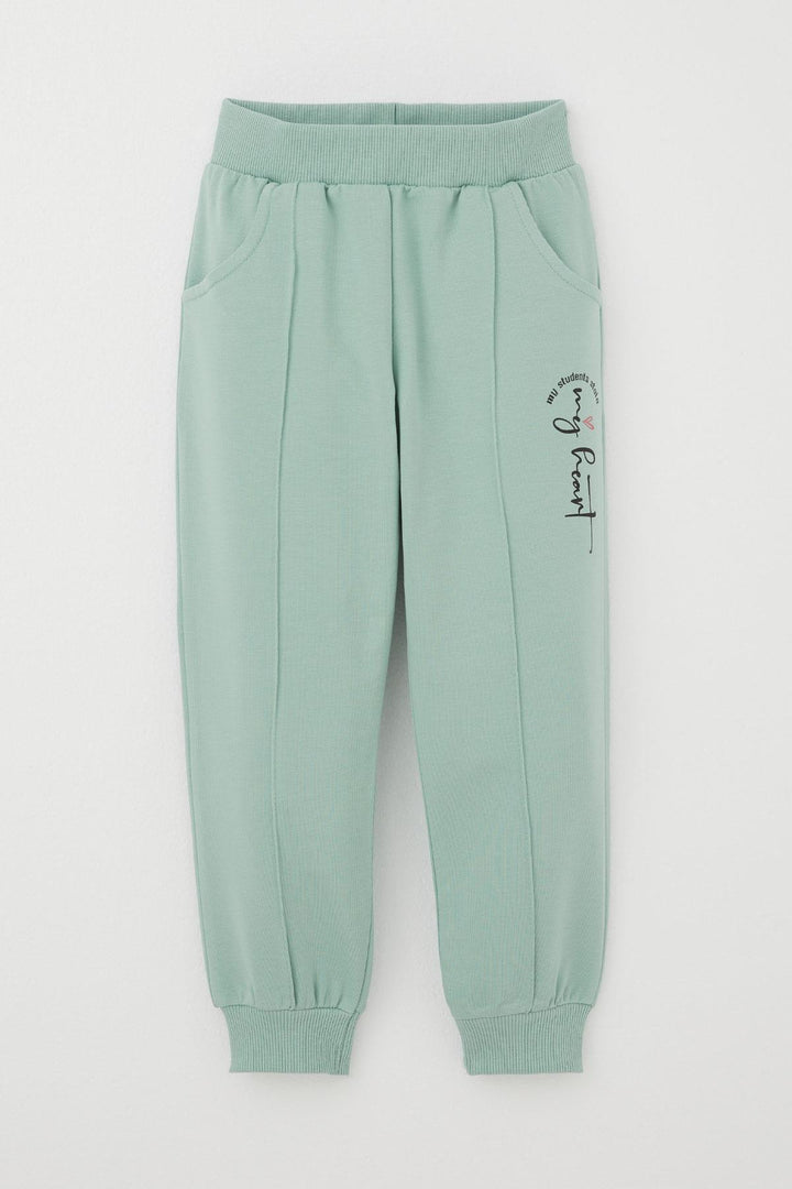 BRE Breeze Girl's Sweatpants with Seam Detail Pockets, 3-7 Years, Aqua Green - Austin