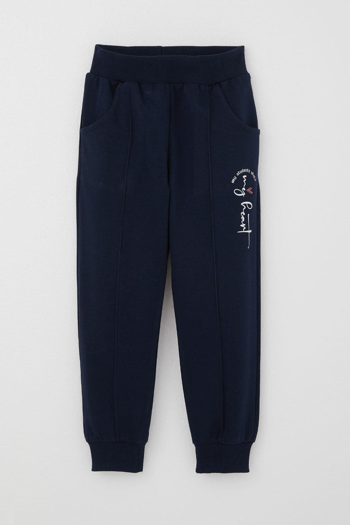 BRE Breeze Girl's Sweatpants with Seam Detail Pockets, Navy, 3-7 Years - Bastia