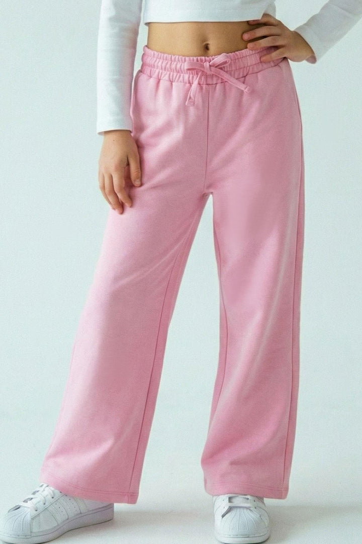 BRE Breeze Kız Çocuk Eşofman Altı Fiyonk Aksesuarlı Beli Lastikli Geniş Paça 4-8 Yaş, Pembe - Regensburg