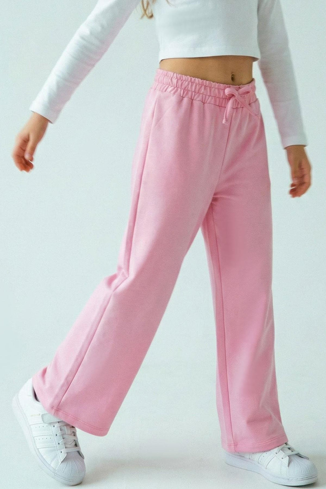 BRE Breeze Kız Çocuk Eşofman Altı Fiyonk Aksesuarlı Beli Lastikli Geniş Paça 4-8 Yaş, Pembe - Regensburg