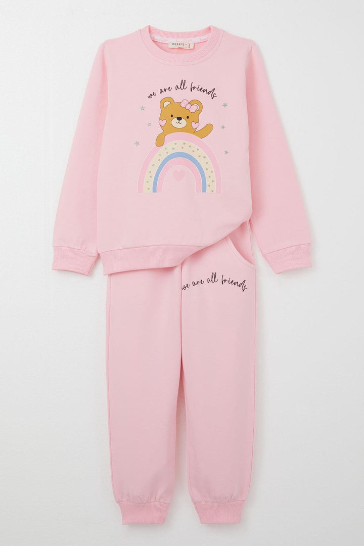 BRE Breeze Girl Child Tracksuit Friendship Themed Cute Bear Printed 1-4 Years, Pink - Terrebonne