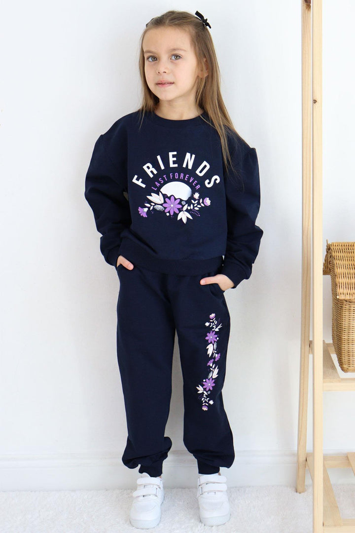 BRE Breeze Girl Child Tracksuit Friend Themed Flower Printed 62 Years, Navy - Delmenhorst