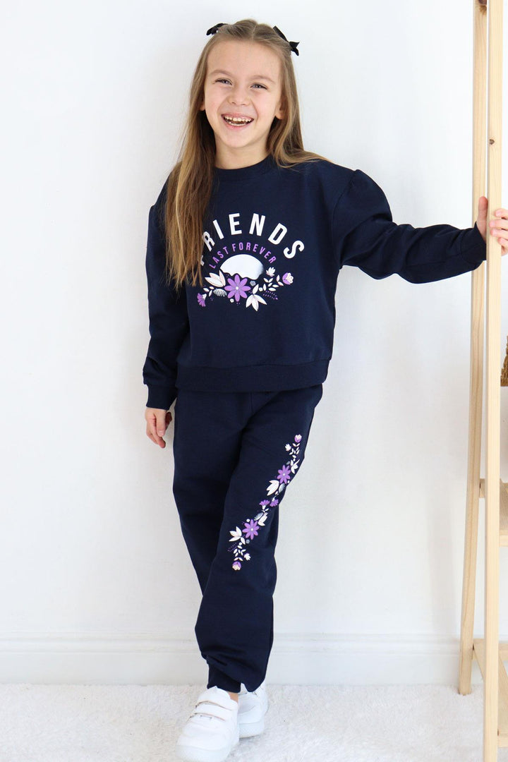 BRE Breeze Girl Child Tracksuit Friend Themed Flower Printed 62 Years, Navy - Delmenhorst