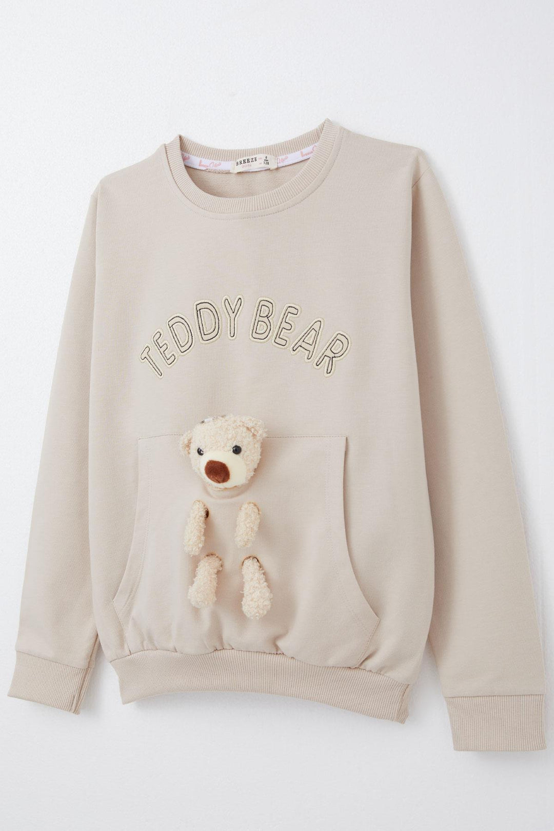 BRE Breeze Girl Child Tracksuit with Teddy Bear Accessory Embroidered Writing 5-9 Years, Beige - Halton Hills